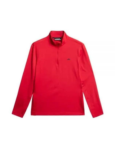 Men's Luke Quarter Zip Mid Layer Long Sleeve T-Shirt Barbados Cherry - J.LINDEBERG - BALAAN 2