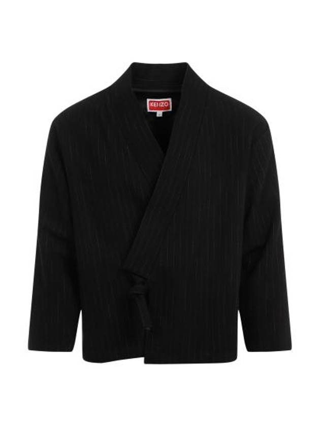 Striped Kimono Jacket Black - KENZO - BALAAN 3