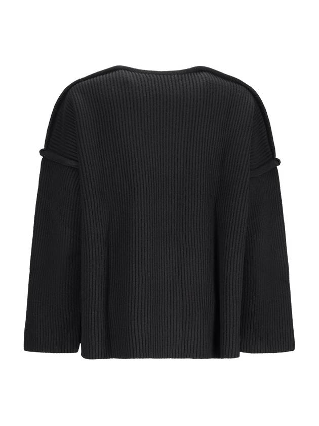 Oversized Fit Rib Knit Top Black - JIL SANDER - BALAAN 3