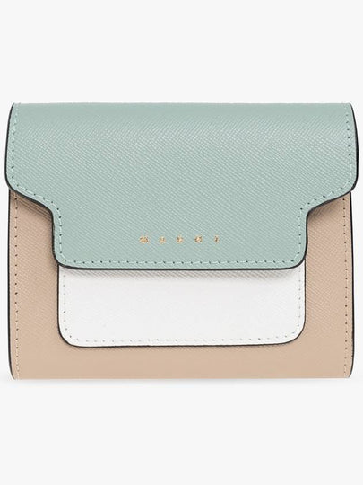 Saffiano Tri-Fold Half Wallet Blue - MARNI - BALAAN 2