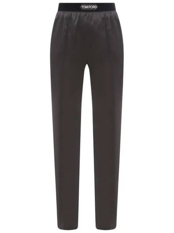 Women's Stretch Silk Straight Pants Black - TOM FORD - BALAAN 1