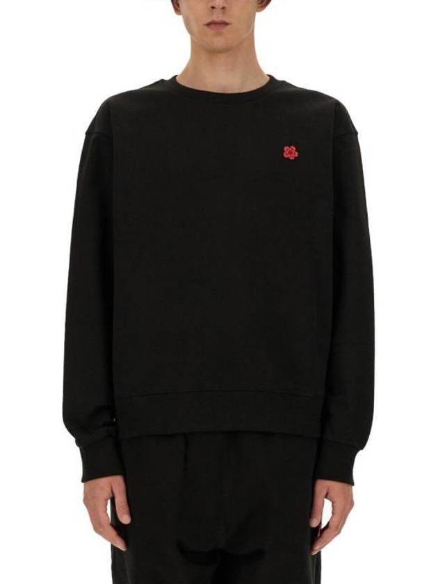 Boke Flower Embroidery Crew Neck Cotton Sweatshirt Black - KENZO - BALAAN 2