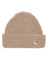 Fox Head Patch Ribbed Beanie Beige - MAISON KITSUNE - BALAAN 1