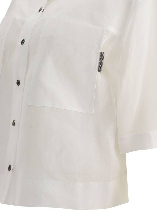 Semi Sheer Short Sleeve Shirt White - BRUNELLO CUCINELLI - BALAAN 5