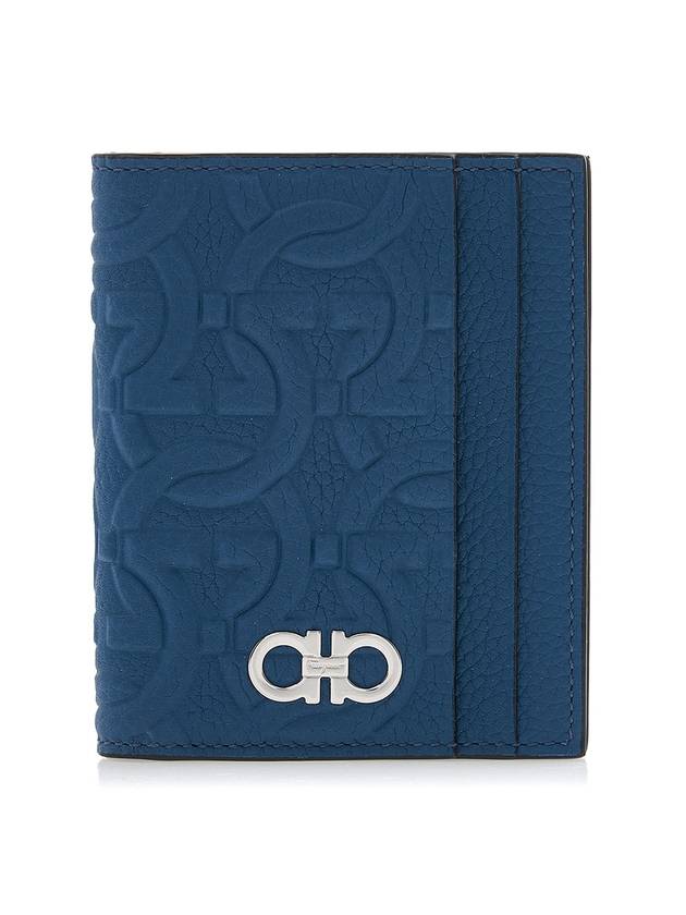 Gancini Card Wallet Denim - SALVATORE FERRAGAMO - BALAAN 1