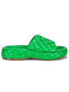 Quilted Padded Slippers Green - BOTTEGA VENETA - BALAAN.