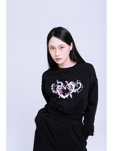 Triple Heart Sweatshirt Black - NAAIEEN - BALAAN 1