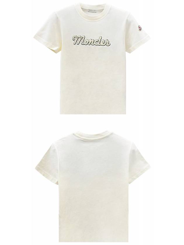 8C00016 829HP 034 Lettering Logo Round Short Sleeve T shirt Ivory Women s TJ - MONCLER - BALAAN 4