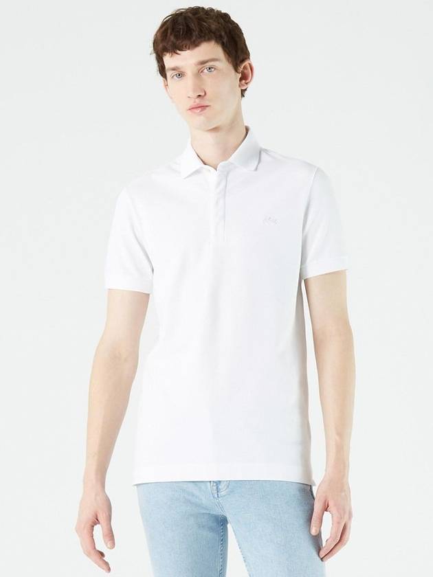 Men's Paris Regular Fit Stretch Cotton Pique Short Sleeve Polo Shirt White - LACOSTE - BALAAN 2