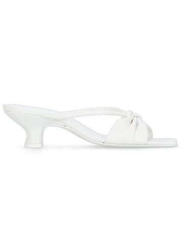 Freya Grain Leather Sandals White - BY FAR - BALAAN.