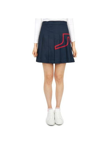 Women's Naomi NAOMI Pleated Skirt Navy - J.LINDEBERG - BALAAN 1