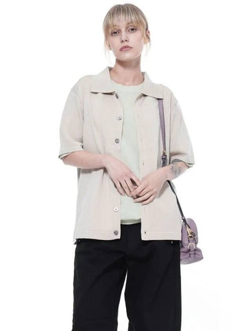 Women s BHKC BE Button Half Knit Cardigan Beige - CHANCE'S NOI - BALAAN 1