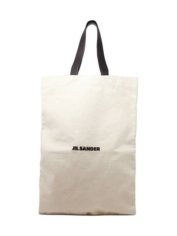 Logo Flat Large Tote Bag Beige - JIL SANDER - BALAAN.