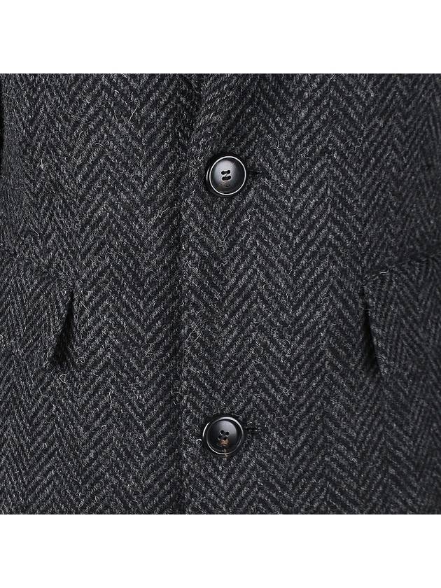 chevron pattern wool single-breasted structured coat gray black - AMI - 8