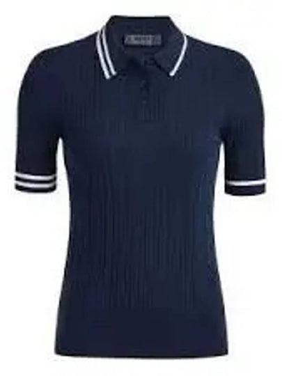 Women's Rib Cotton Short Sleeve Polo Shirt Navy - G/FORE - BALAAN 2