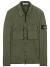 Front Pocket Wappen Patch Overshirt Zip-Up Jacket Khaki - STONE ISLAND - BALAAN 2