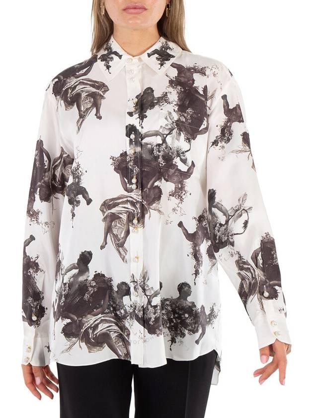 angel print long sleeve blouse white black - BURBERRY - BALAAN 2