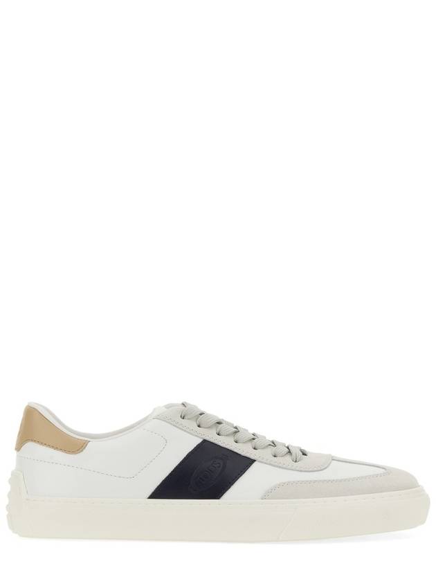 Leather Suede Low Top Sneakers White Black - TOD'S - BALAAN 4