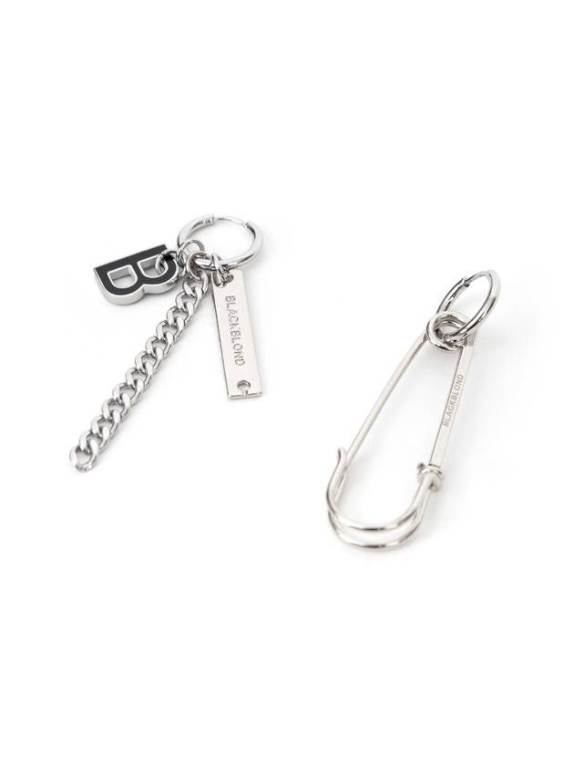 B Logo Safety Pin Earrings 1 Set Silver - BLACKBLOND - BALAAN 1