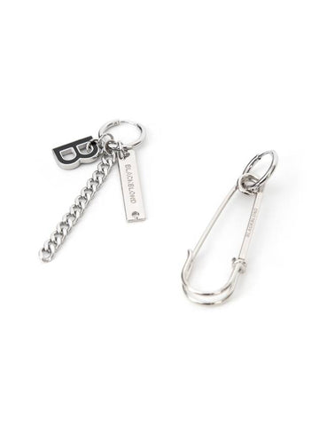 BBD B Logo Safety Pin Earring 1 Set Silver - BLACKBLOND - BALAAN 1