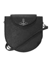 Half Moon Saddle Leather Cross Bag Black - VIVIENNE WESTWOOD - BALAAN.