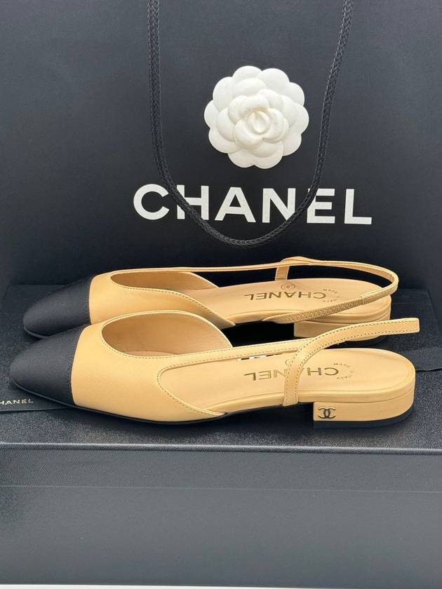 Two tone slingback low heel beige black G31319 - CHANEL - BALAAN 5