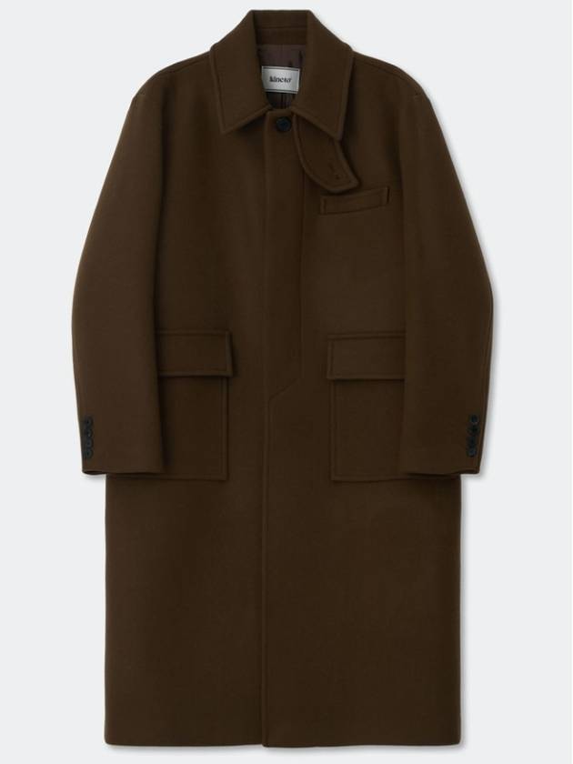 Oversized Out Pocket Felt Mac CoatBrownW - KINETO - BALAAN 3