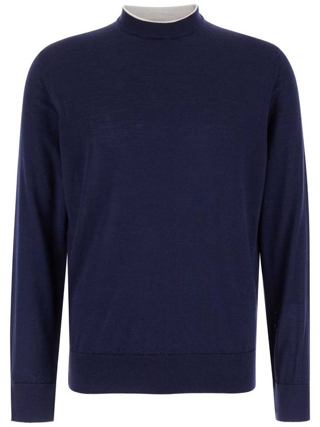 Blue Crewneck Sweater In Wool And Silk Man - ELEVENTY MILANO - BALAAN 1