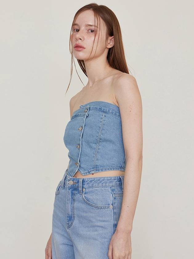 Louis bustier denim top light blue - LESEIZIEME - BALAAN 3