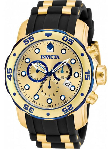 Invicta Pro Diver Chronograph Gold Dial Black Rubber Men's Watch 17887 - INVICTA - BALAAN 1