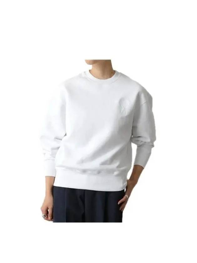 Tone On Tone Big Heart Logo Sweatshirt White - AMI - BALAAN 9