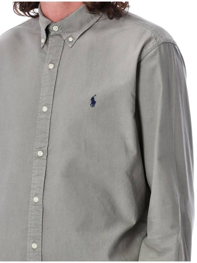 Men's Garment Dyed Oxford Long Sleeve Shirt Perfect Gray - POLO RALPH LAUREN - BALAAN 4