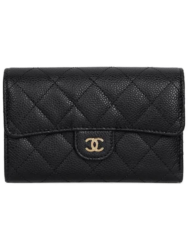 Classic Flap Caviar Gold Hardware Medium Wallet Black - CHANEL - BALAAN 2