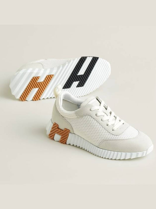 Bouncing Sneakers Graphic Mesh Suede Goatskin Blanc - HERMES - BALAAN 2