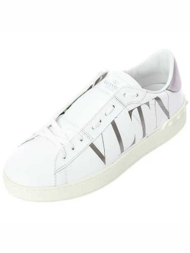 Men's VLTN Logo Open Silver Tab Low Top Sneakers White - VALENTINO - BALAAN.