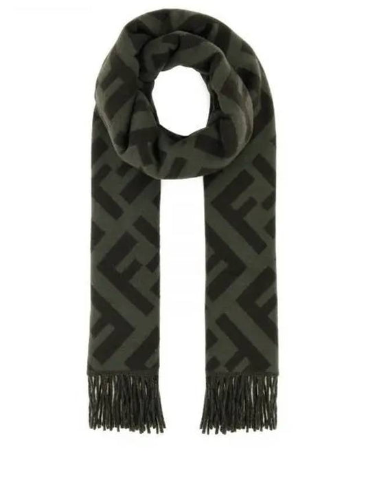 FF Motif Fringe Cashmere Scarf Green - FENDI - BALAAN 2