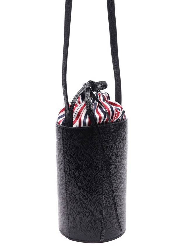 Pebble Grain Leather Mini Bucket Bag Black - THOM BROWNE - BALAAN 4