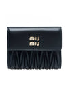 Logo Zipper Leather Card Wallet Black - MIU MIU - BALAAN 1