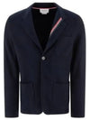 Cotton Blend Blazer Jacket Navy - THOM BROWNE - BALAAN 2