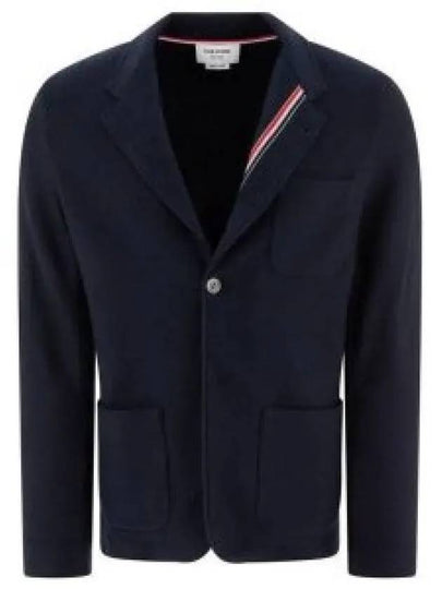 Cotton Blend Blazer Jacket Navy - THOM BROWNE - BALAAN 2