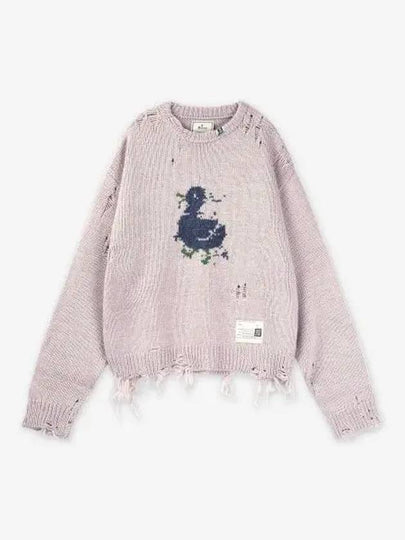 Dinosaur Intarsia Distressed Knit Top Pink - MAISON MIHARA YASUHIRO - BALAAN 2