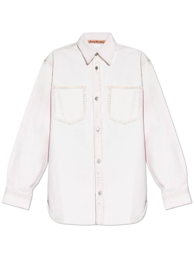 Relaxed fit denim button up long sleeve shirt pale pink - ACNE STUDIOS - BALAAN 2