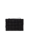 Cassette Small Flat Clutch Bag Black - BOTTEGA VENETA - BALAAN 1