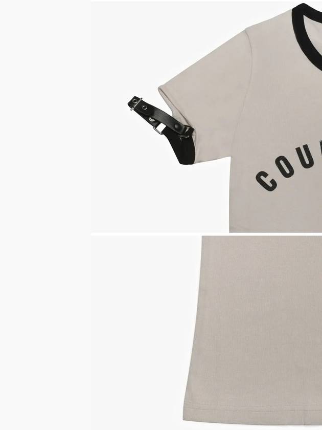 Buckle Contrast Print Short Sleeve T-Shirt Limestone - COURREGES - BALAAN 4