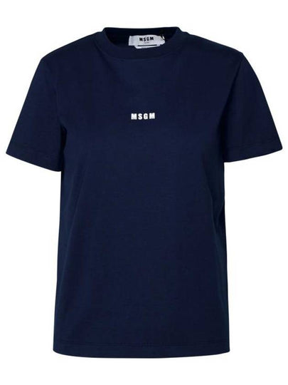 Micro Logo Cotton Short Sleeve T-Shirt Navy - MSGM - BALAAN 2