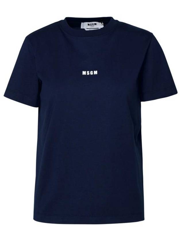 Micro Logo Cotton Short Sleeve T-Shirt Navy - MSGM - BALAAN 2