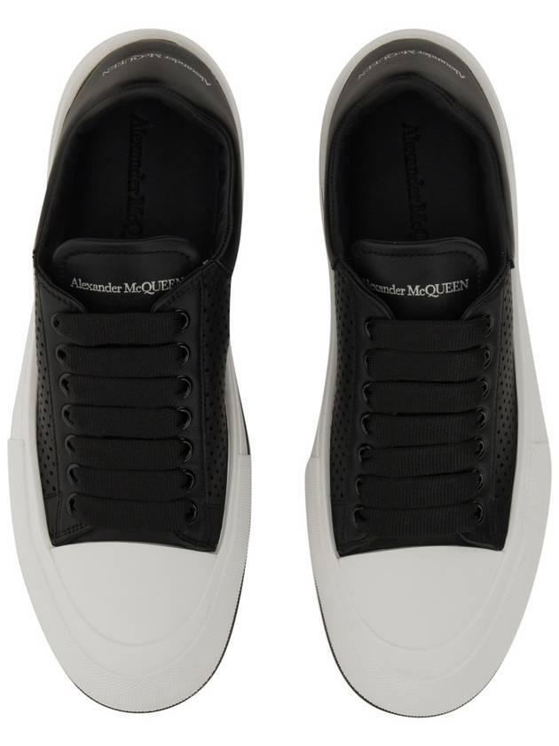 Men's Plimsoll Perforated Deck Low Top Sneakers Black - ALEXANDER MCQUEEN - BALAAN 6