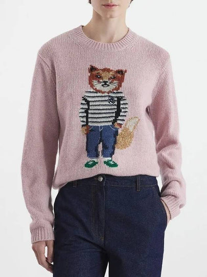 Dressed Fox Intarsia Knit Top Light Pink - MAISON KITSUNE - BALAAN 2