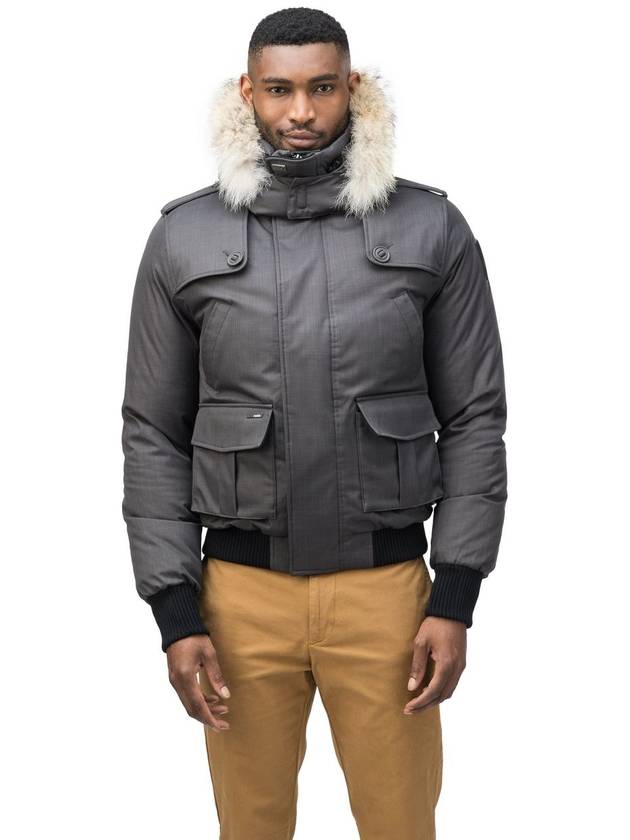 Men's Kartel Hooded Fur Down Bomber Jacket Steel Gray - NOBIS - BALAAN 5