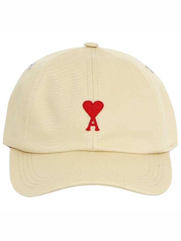 Embroidered Logo Cotton Ball Cap Beige - AMI - BALAAN 2